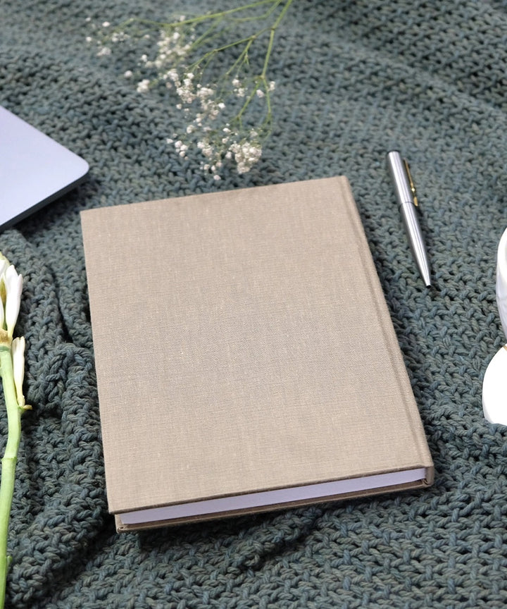Wood Free, Cotton Paper Brown Floral Hand Embroidered Diary With Handmade Paper,100 Pages