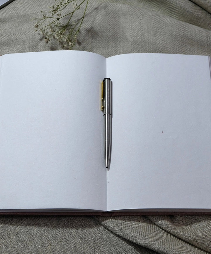 Wood Fres, Light Dusty Brown Hand Embroidered Diary with Handmade Paper,100 Pages