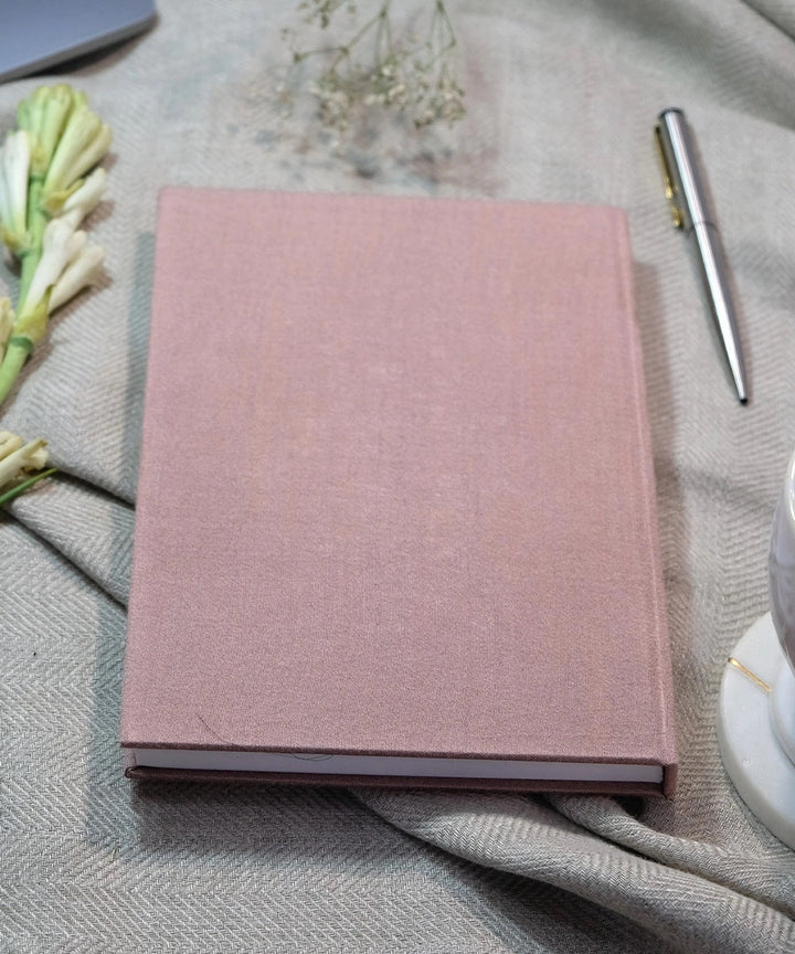 Wood Fres, Light Dusty Brown Hand Embroidered Diary with Handmade Paper,100 Pages
