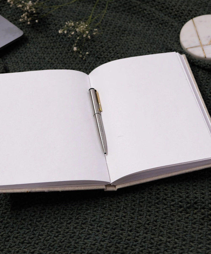 Beige Red Floral Hand Embrodered Diary with Handmade Paper,100 Pages