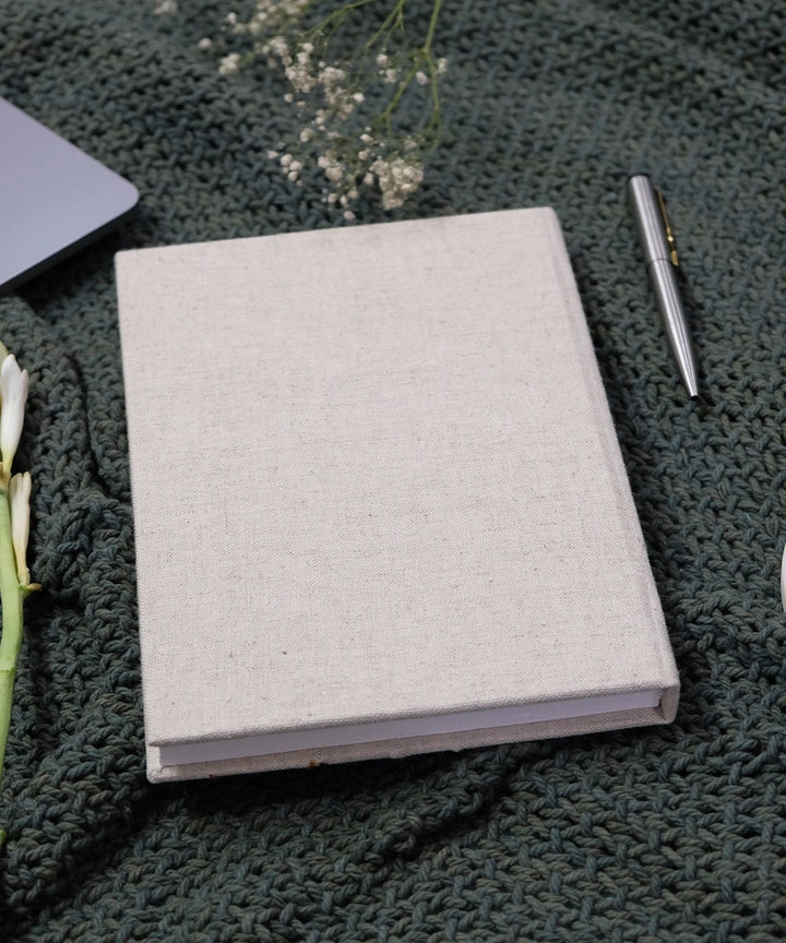 Beige Red Floral Hand Embrodered Diary with Handmade Paper,100 Pages