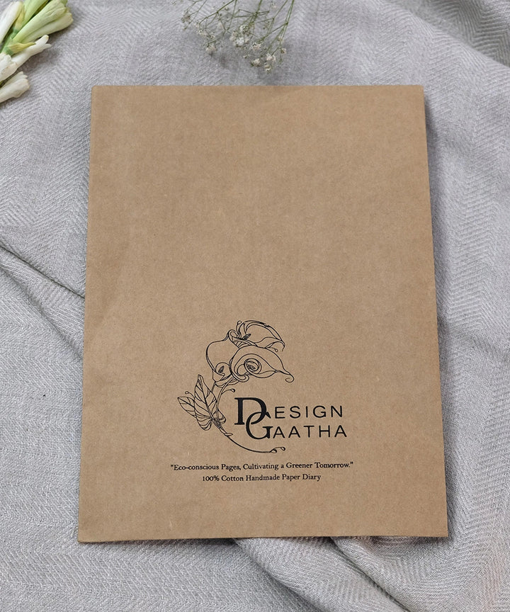 Brown Floral Handloom Cotton Hand Embroidered Diary with Handmade Paper | SHOBITAM