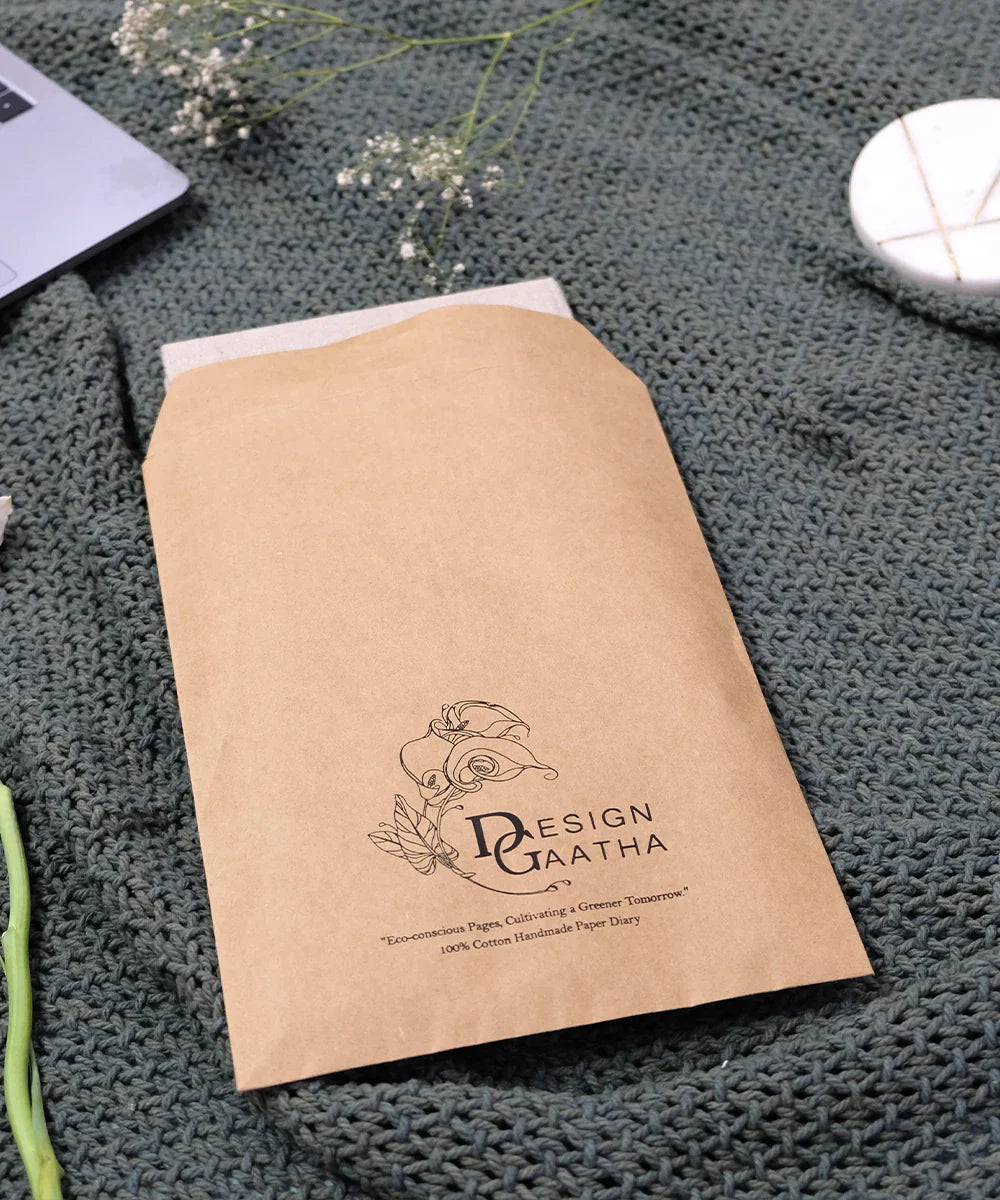 Brown Floral Handloom Cotton Hand Embroidered Diary with Handmade Paper | SHOBITAM