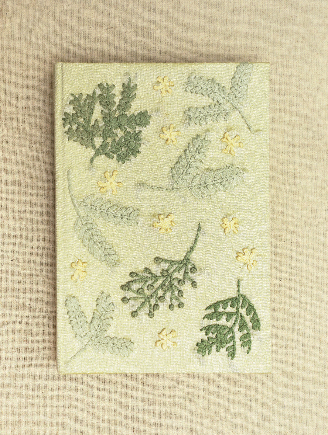 Fennel Green Hand Embroidered Diary with Handmade Paper,100 Pages