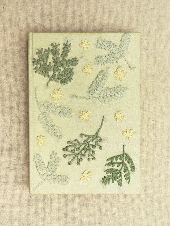 Fennel Green Hand Embroidered Diary with Handmade Paper,100 Pages