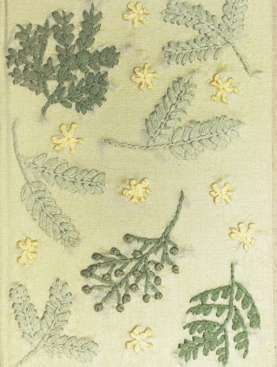 Fennel Green Hand Embroidered Diary with Handmade Paper,100 Pages