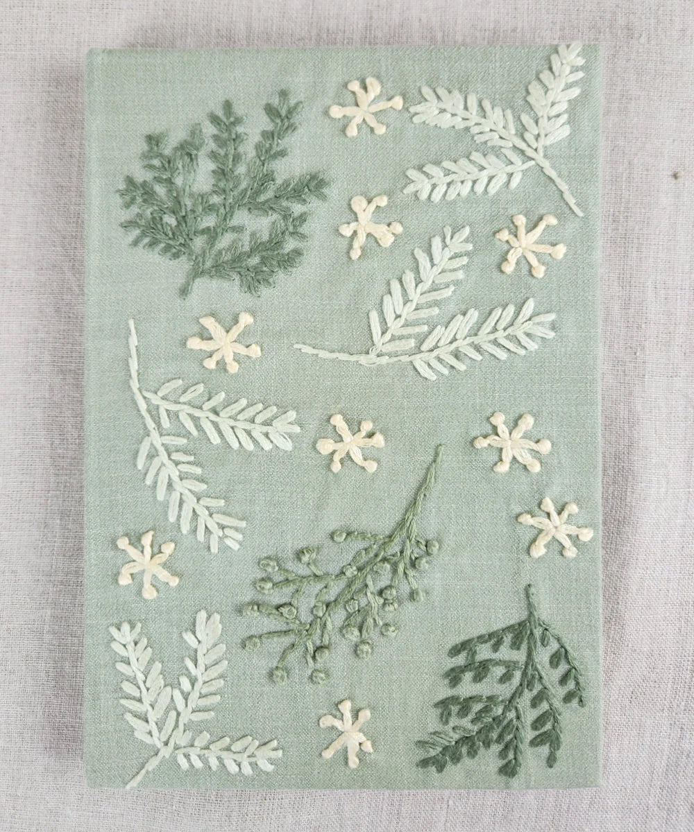 Fern Whisper Dupion Hand Embroidered Diary | Handmade paper | SHOBITAM