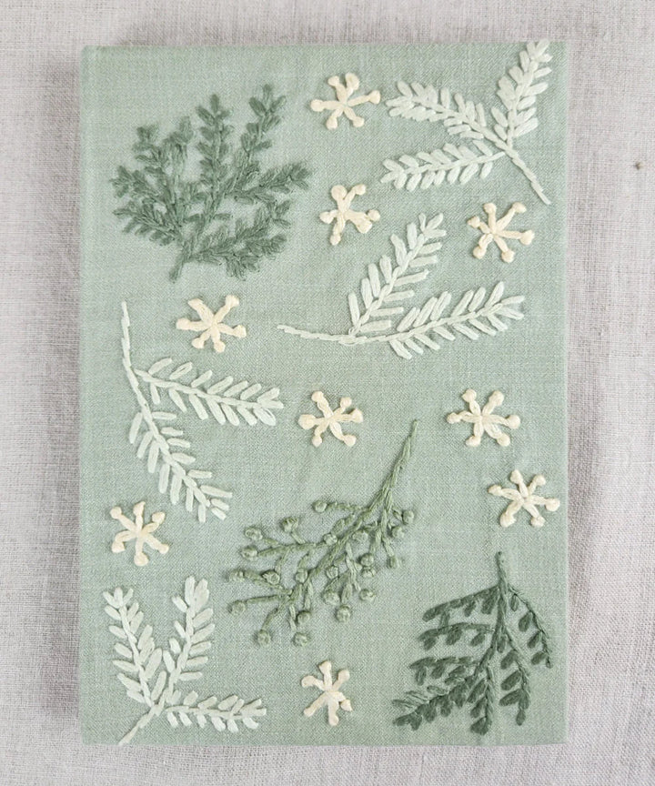 Fern Whisper Dupion Hand Embroidered Diary | Handmade paper | SHOBITAM
