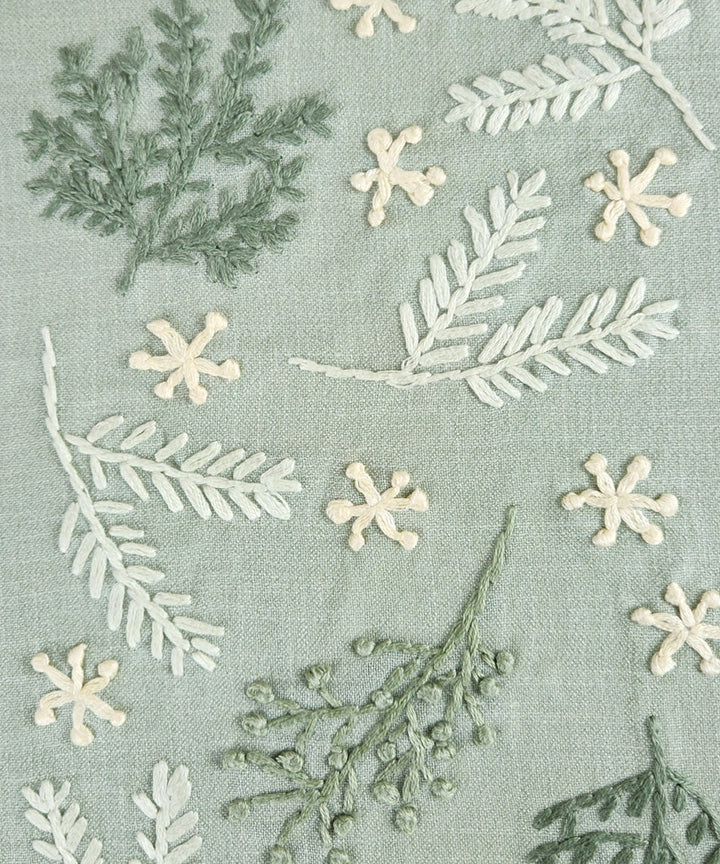 Fern Whisper Dupion Hand Embroidered Diary | Handmade paper | SHOBITAM