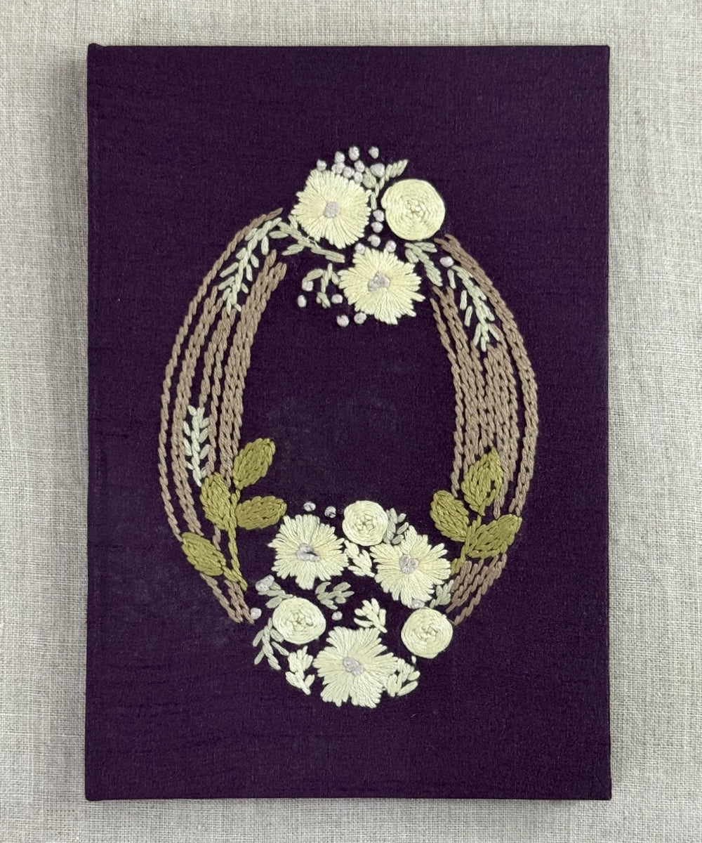 Deep Mauve Dupion Hand Embroidered Diary {Handmade Paper) | SHOBITAM