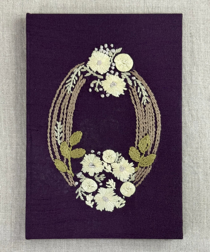 Deep Mauve Dupion Hand Embroidered Diary {Handmade Paper) | SHOBITAM