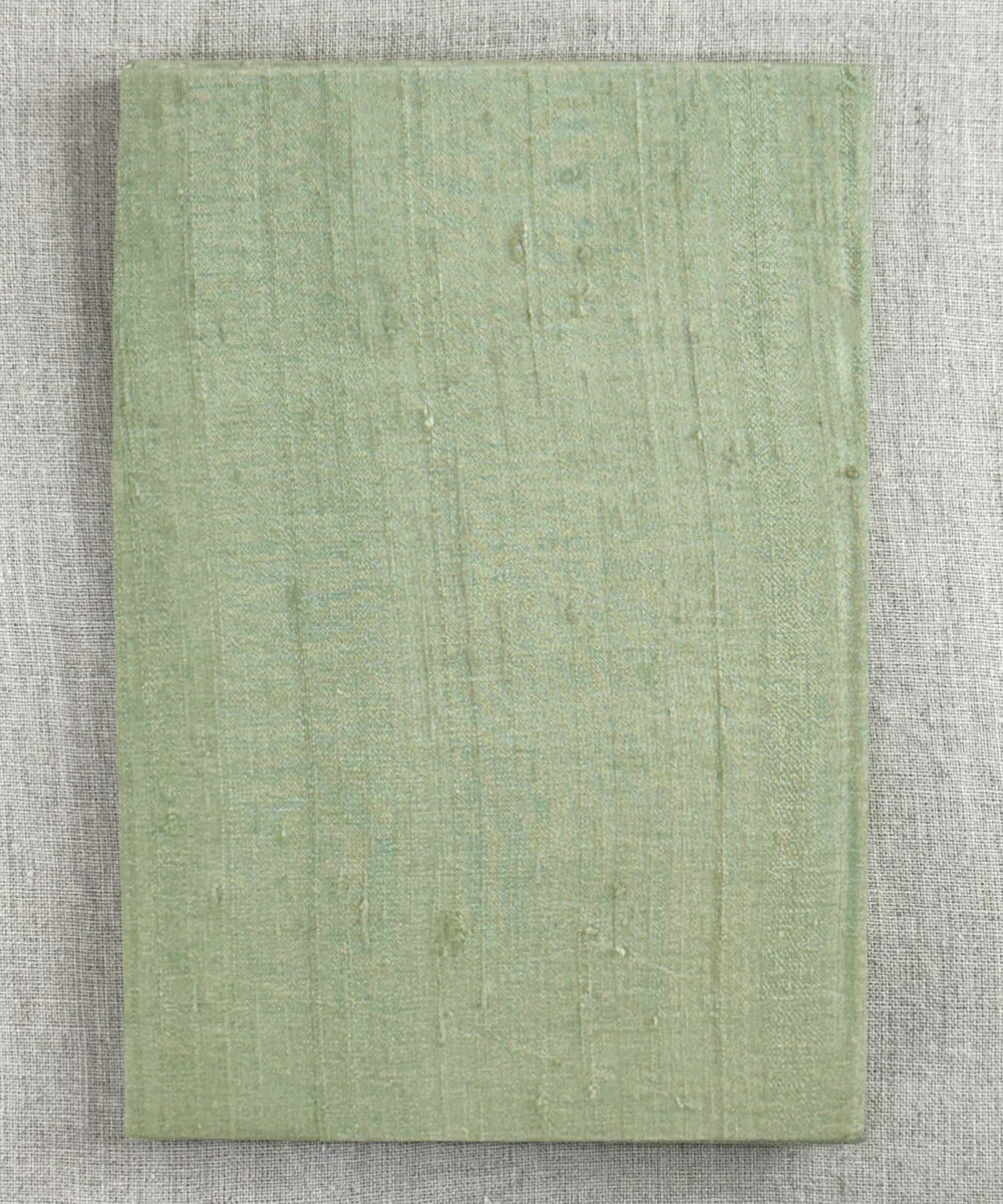 Sage Green Silk Blend Hand Embroidered Diary (Handmade Paper) | SHOBITAM