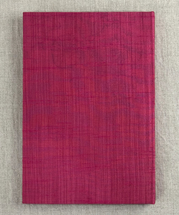 Deep Coral Red Dupion Hand Embroidered Diary {Handmade Paper) | SHOBITAM