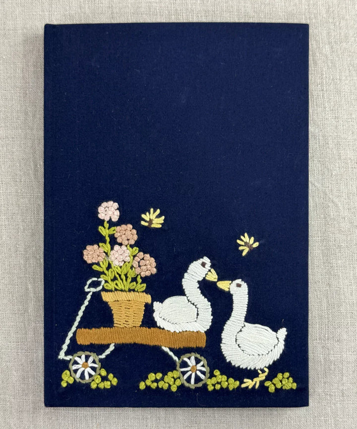Navy Cotton Hand Embroidered Diary {Handmade Paper) | SHOBITAM