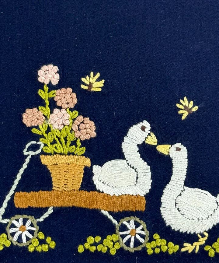 Navy Cotton Hand Embroidered Diary {Handmade Paper) | SHOBITAM