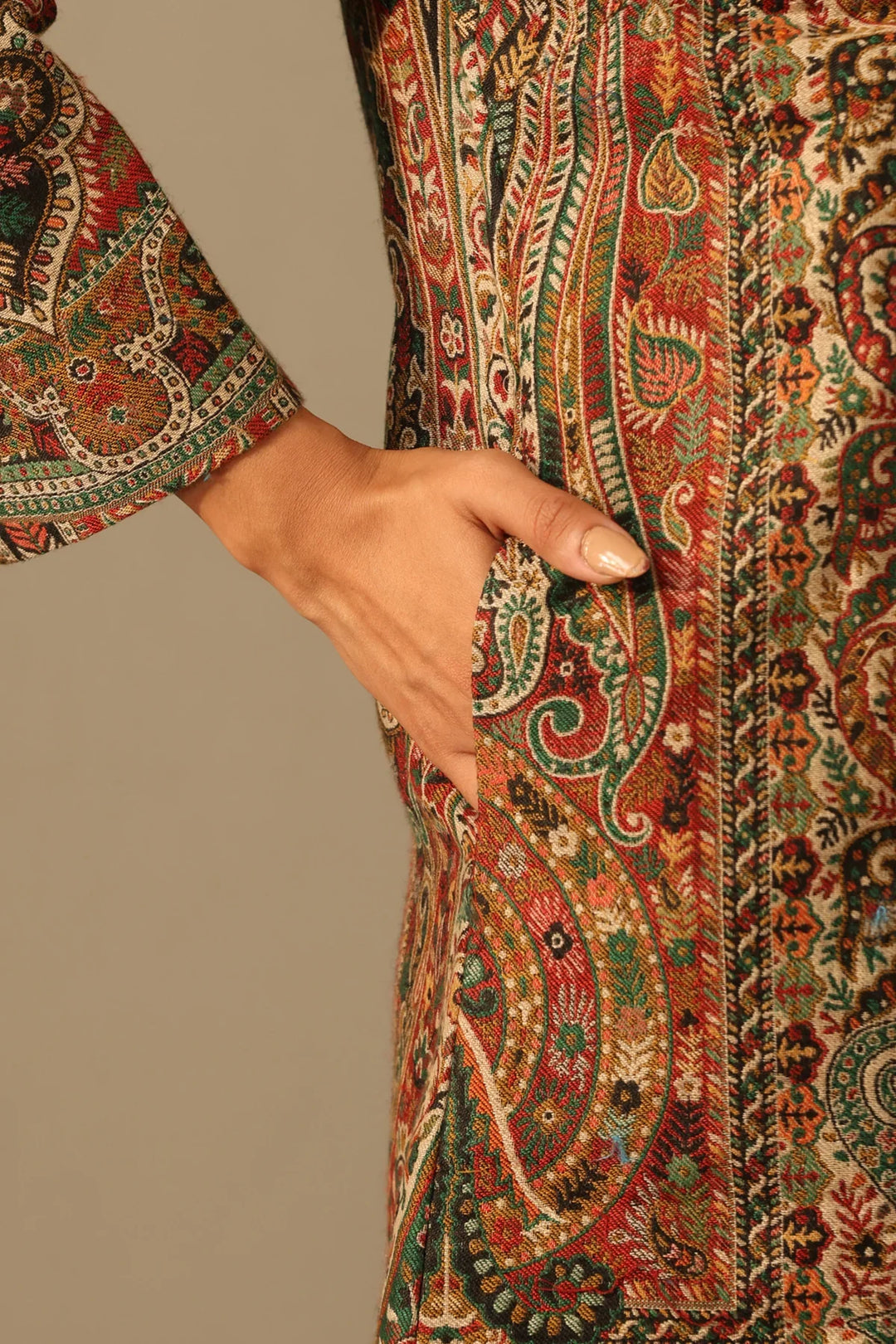 Nuria Fine Wool Silk Around Knee Coat for Women | Made To Order