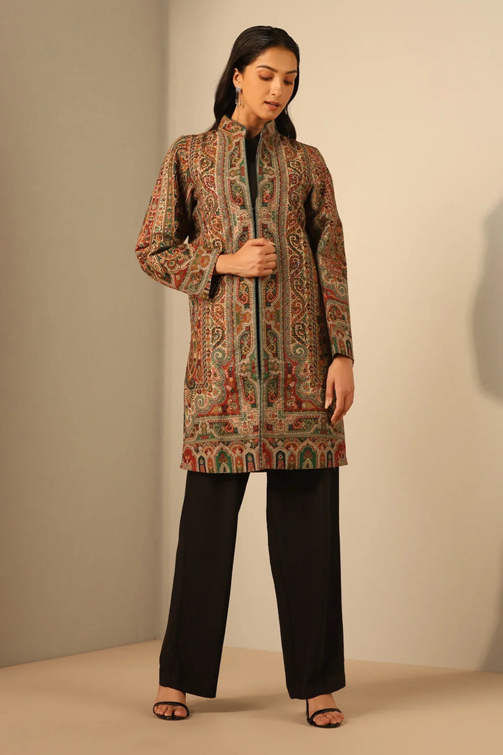 Nuria Fine Wool Silk Around Knee Coat for Women | Made To Order
