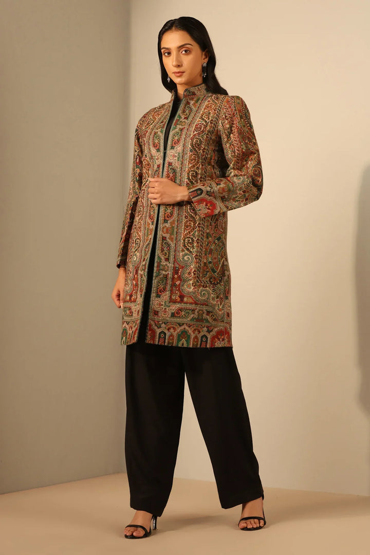 Nuria Fine Wool Silk Around Knee Coat for Women | Made To Order