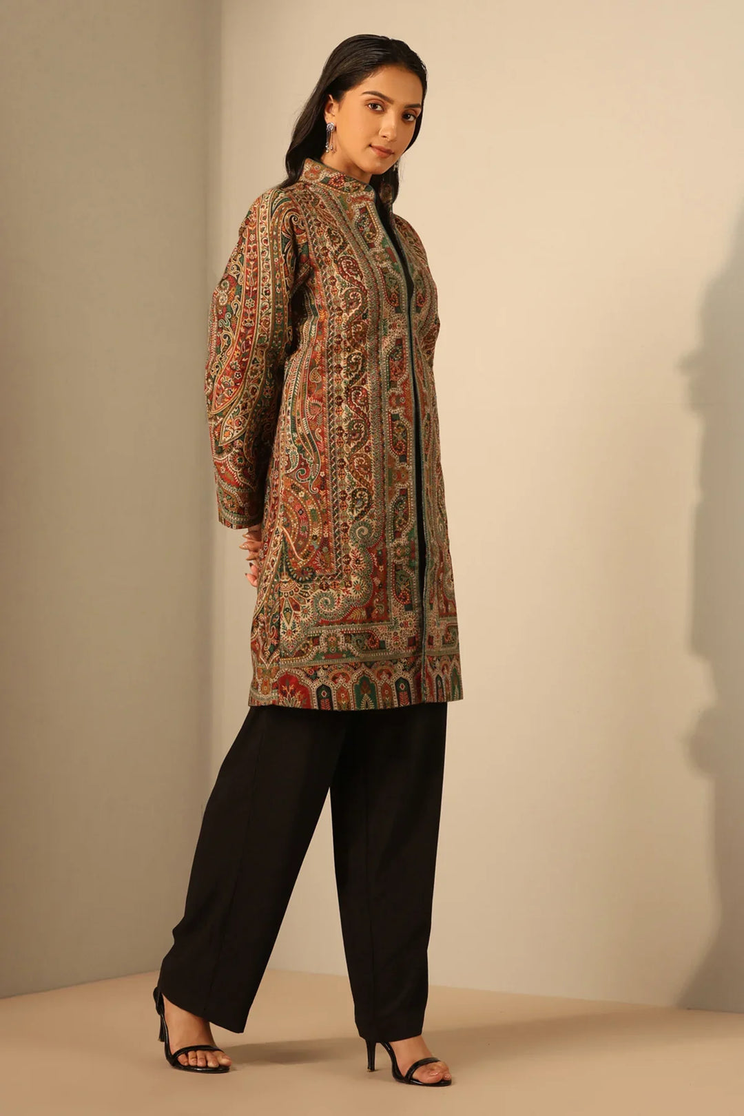 Nuria Fine Wool Silk Around Knee Coat for Women | Made To Order