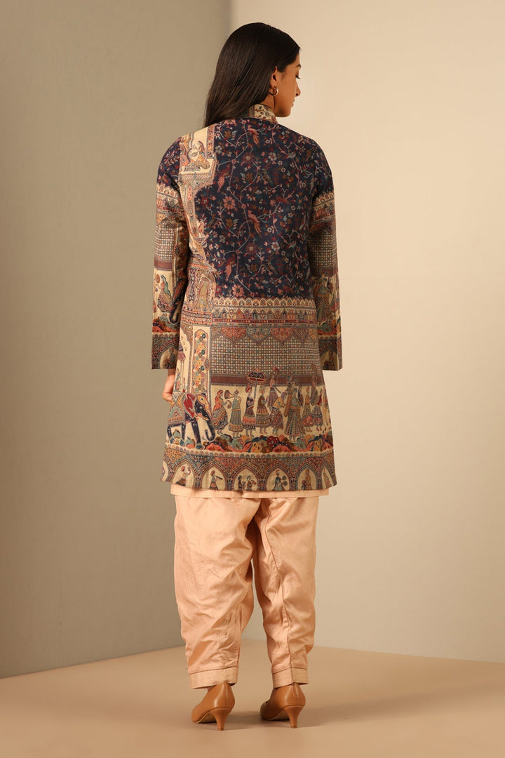 Multicolor Fine Wool Silk Around Knee Coat for Women | Made To Order