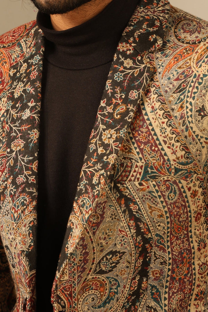 Multicolor Fine Wool Silk Lapel Coat for Men | Made To Order