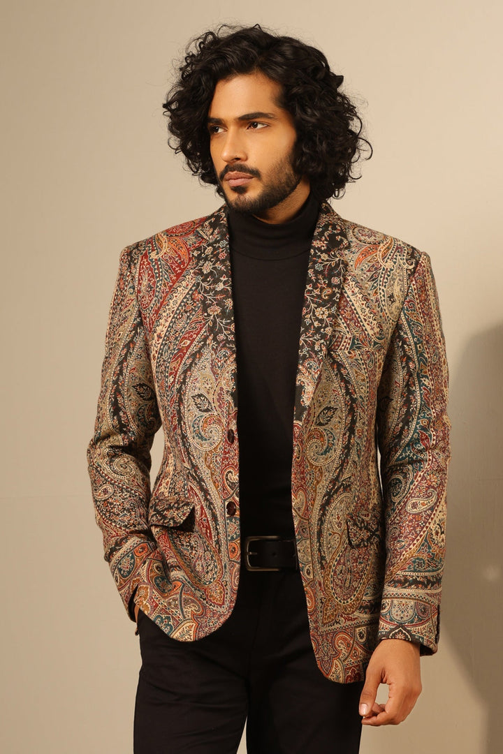 Raj Fine Wool Silk Men Blazer | SHOBITAM