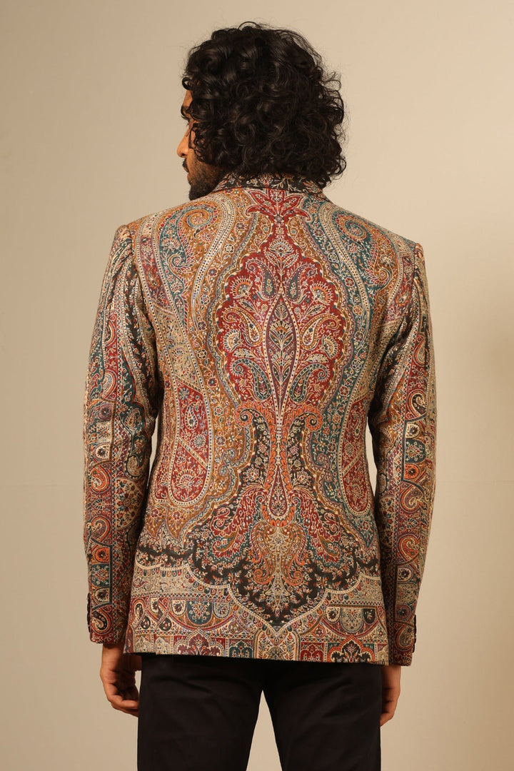 Multicolor Fine Wool Silk Lapel Coat for Men | Made To Order