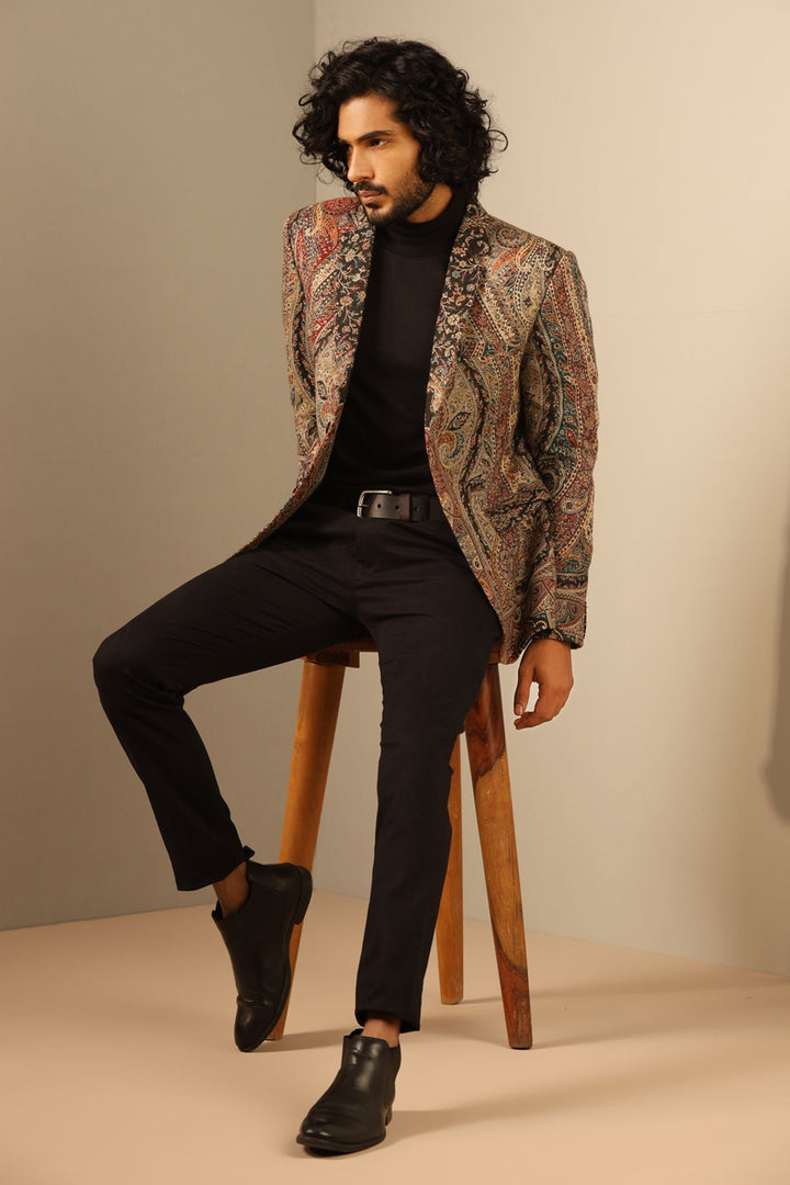 Raj Fine Wool Silk Men Blazer | SHOBITAM