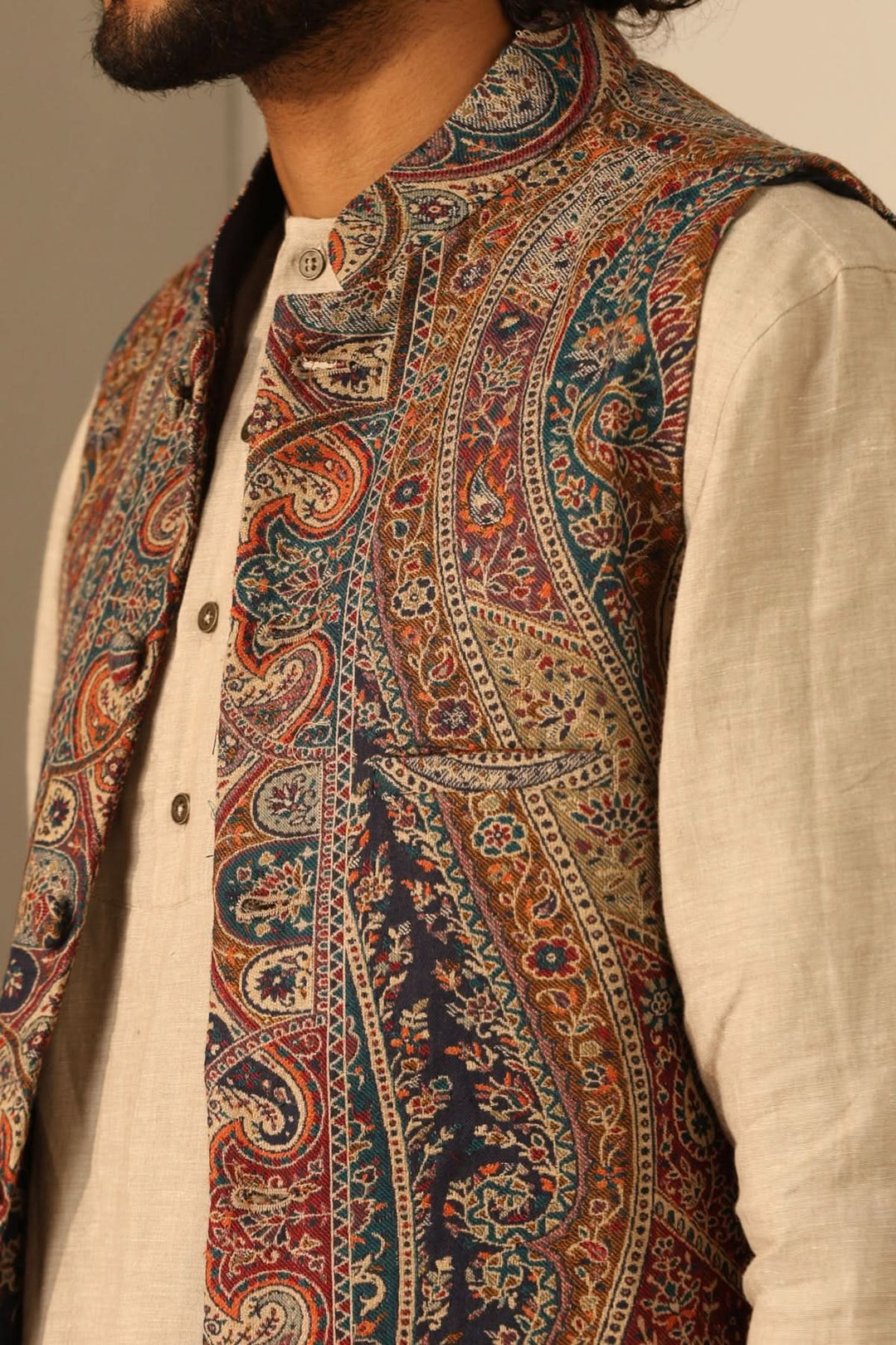 Arjun Fine Wool Silk Mens' Waist Coat/Bandi | SHOBITAM