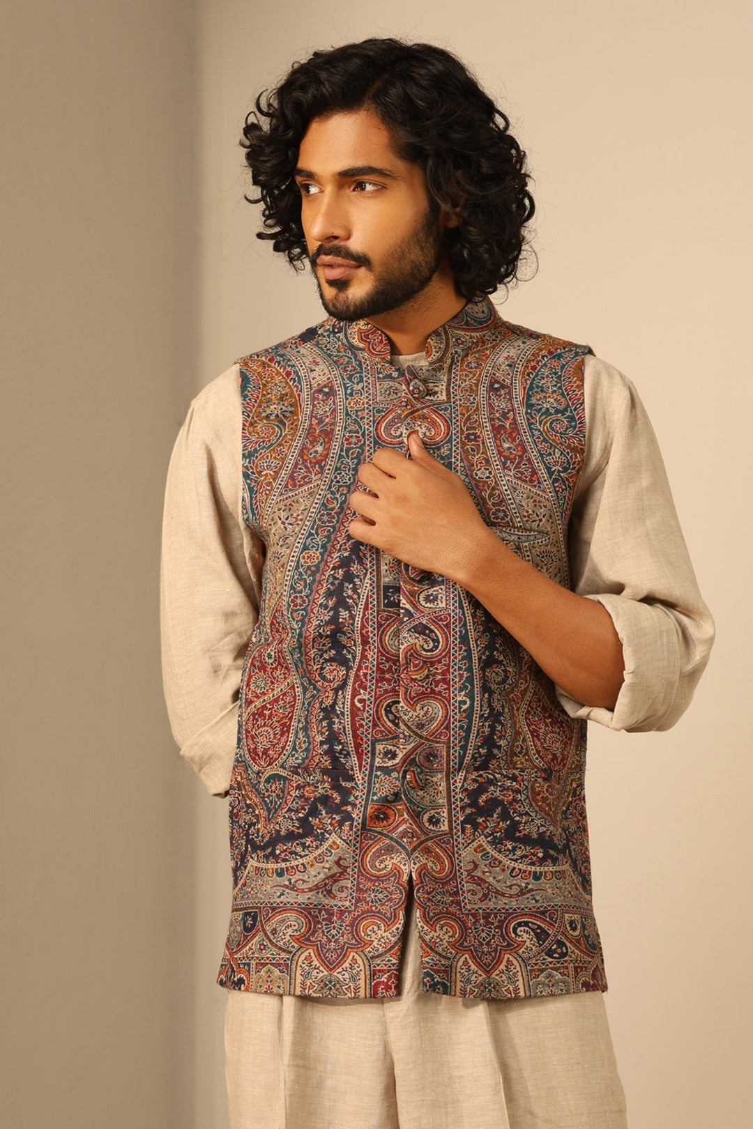 Arjun Fine Wool Silk Mens' Waist Coat/Bandi | SHOBITAM