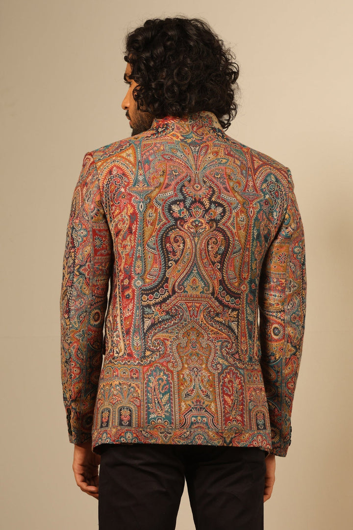 Stunning Multicolor Fine Wool Silk Full Jacket for Men | Made To Order