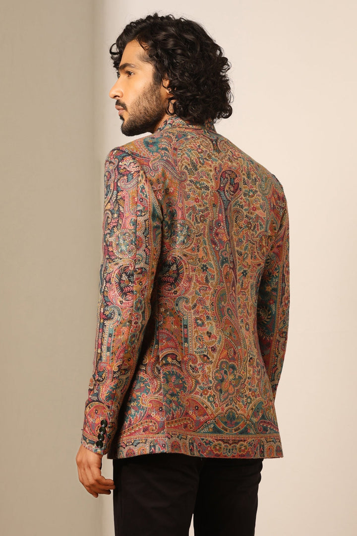 Stunning Multicolor Fine Wool Silk Full Jacket for Men | Made To Order