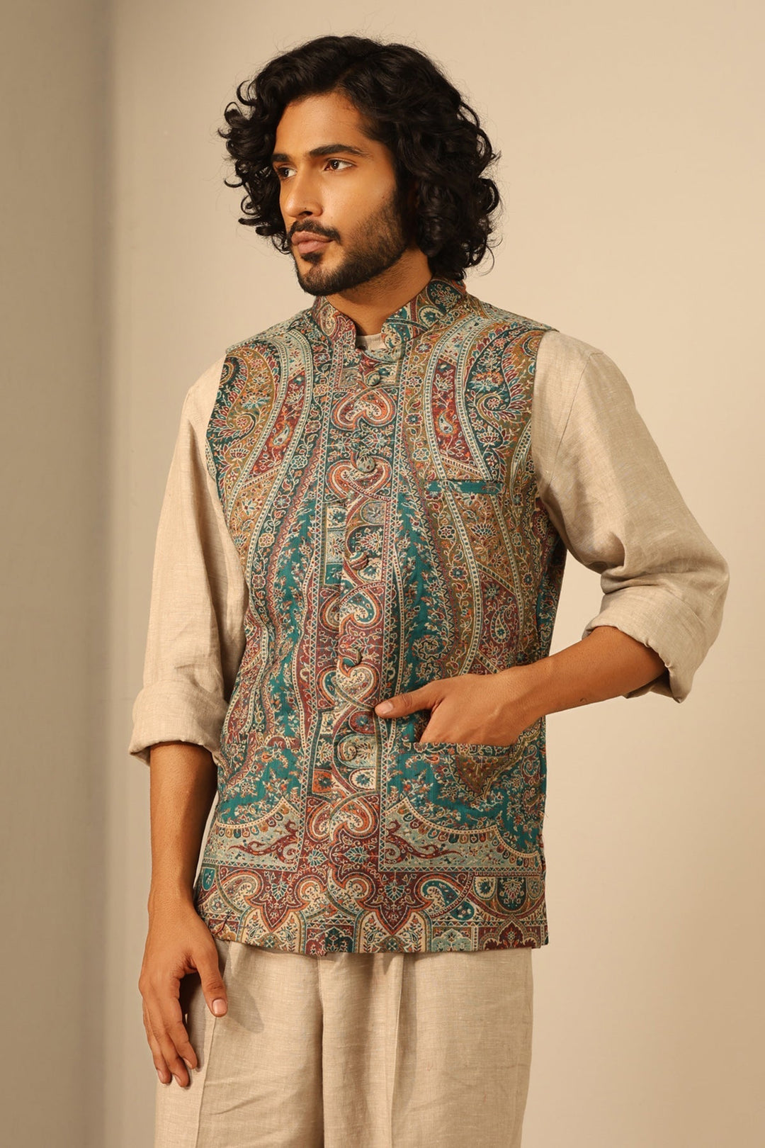 Shaan Fine Wool Silk Mens' Waist Coat/Bandi | SHOBITAM