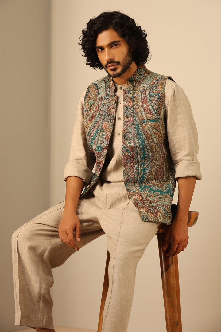 Shaan Fine Wool Silk Mens' Waist Coat/Bandi | SHOBITAM