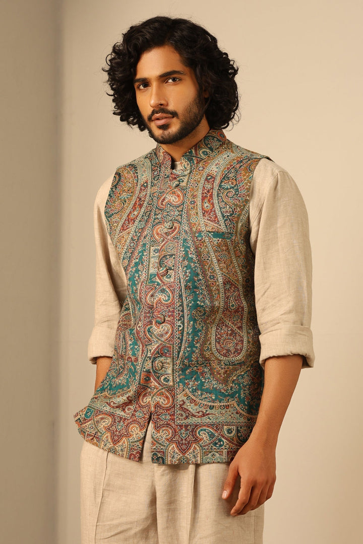 Shaan Fine Wool Silk Mens' Waist Coat/Bandi | SHOBITAM