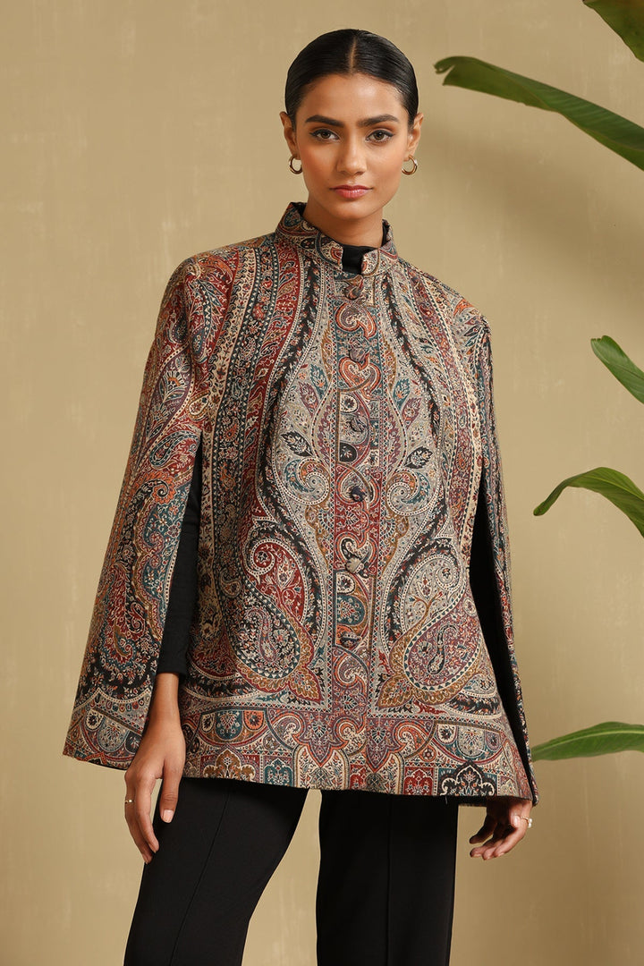 Jazz Fine Wool Silk Cape | SHOBITAM