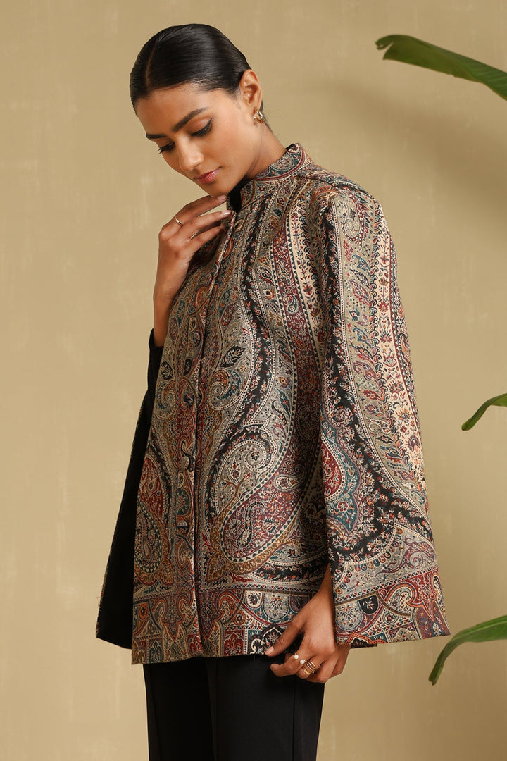 Jazz Fine Wool Silk Cape | SHOBITAM