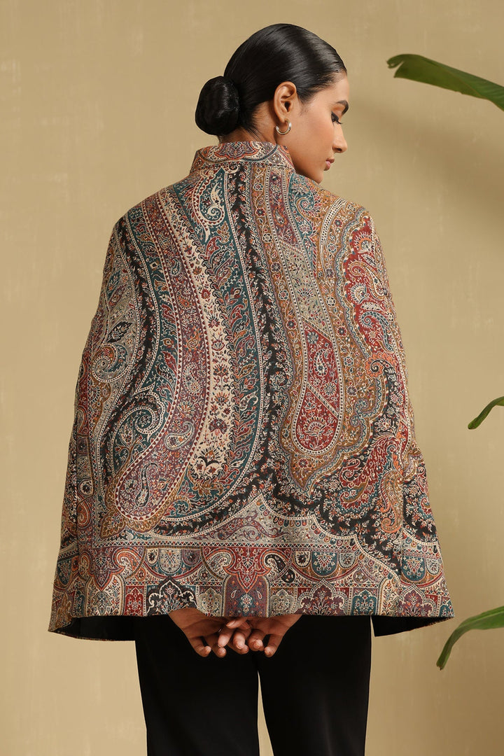 Multicolor Jazz Fine Wool Silk Cape | Made To Order