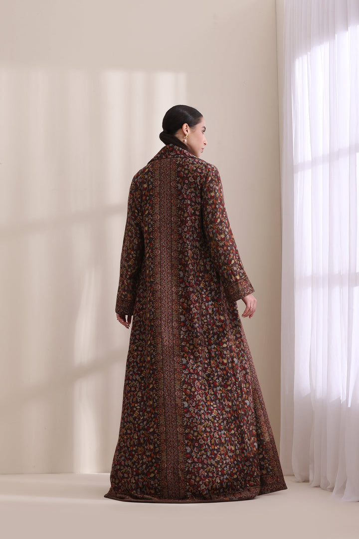 Luxury Brown Kani Woven Long Jacket in Cashmere Fine Wool | Made To Order