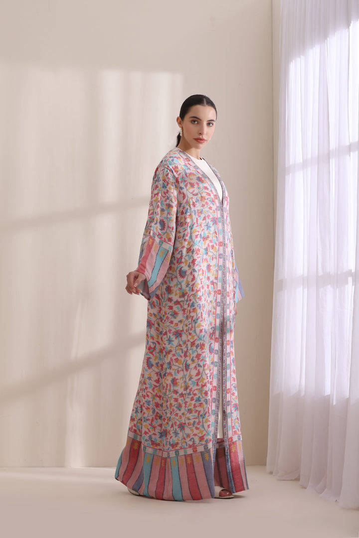 Brown Cashmere Kani Woven Long Jacket - Hailey Style | Made To Order