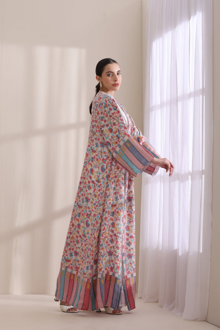 Brown Cashmere Kani Woven Long Jacket - Hailey Style | Made To Order