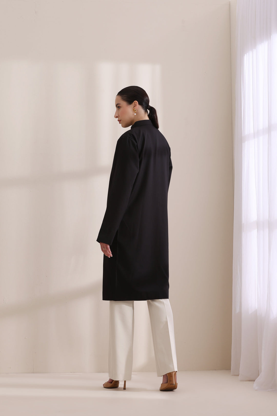 Madeline Plain jacket in Black Multi Cashmere Fine Wool | Made To Order