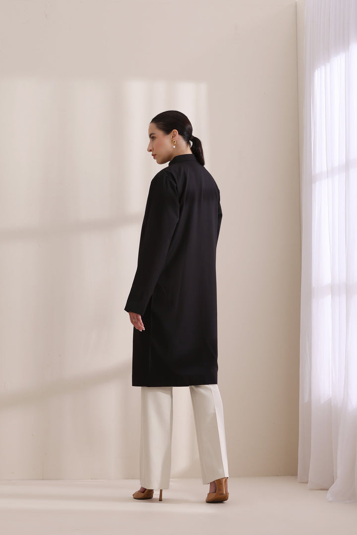 Madeline Plain jacket in Black Multi Cashmere Fine Wool | Made To Order