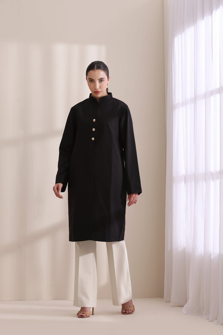 Madeline Plain jacket in Black Multi Cashmere Fine Wool | Made To Order