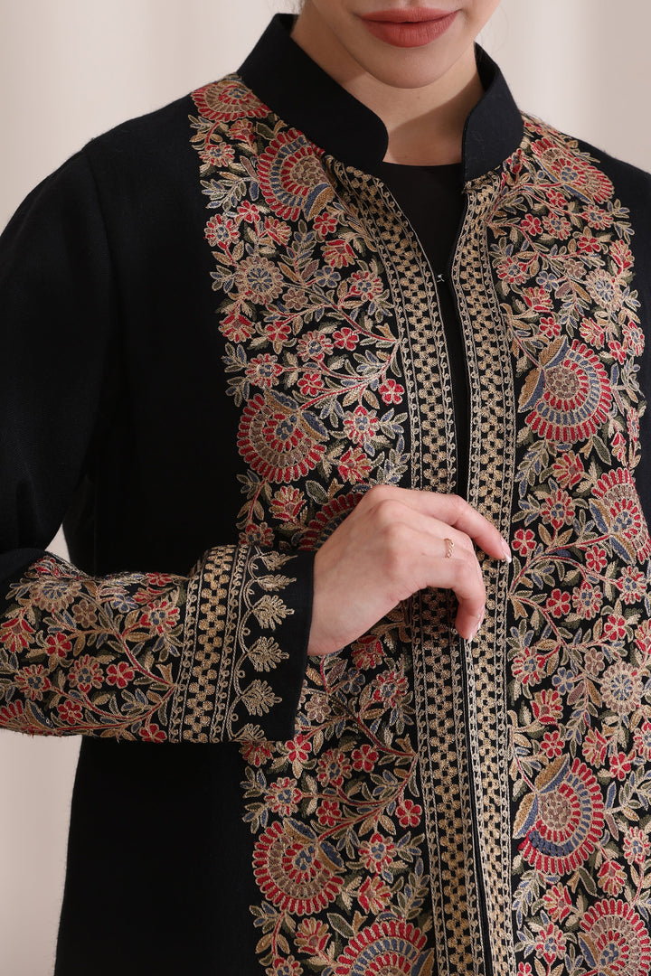 Sarah short jacket in Black Multi Cashmere Fine Wool | Made To Order