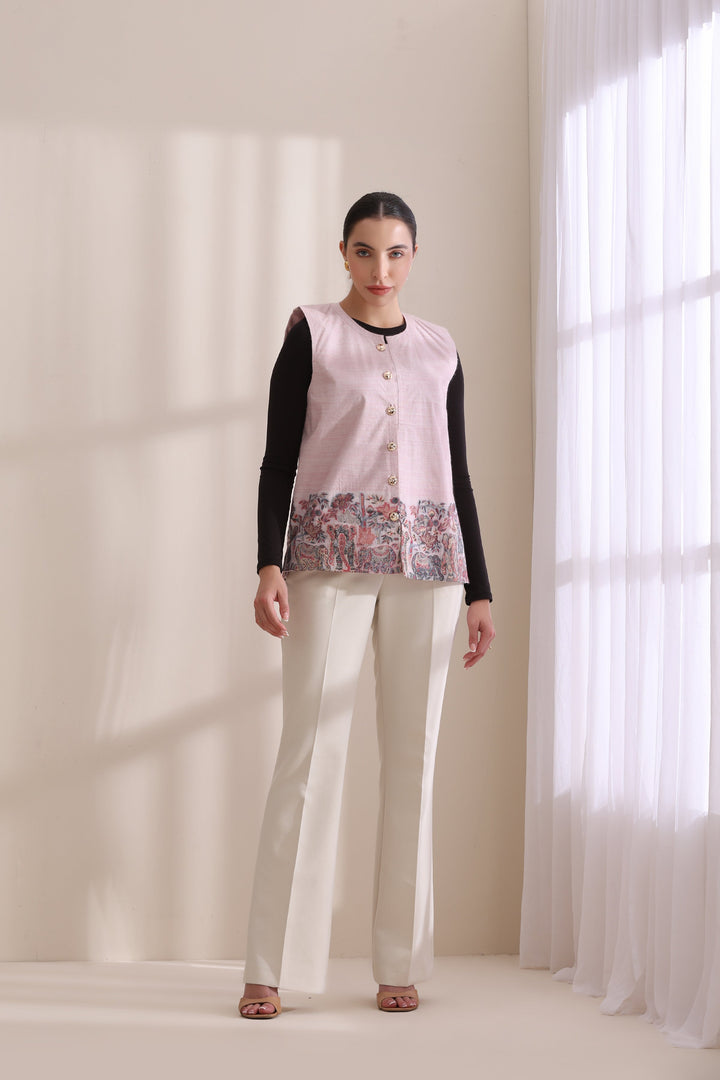 Ashva woven jacket Cashmere Fine Wool in a cheerful Pink Multi pattern | Made To Order