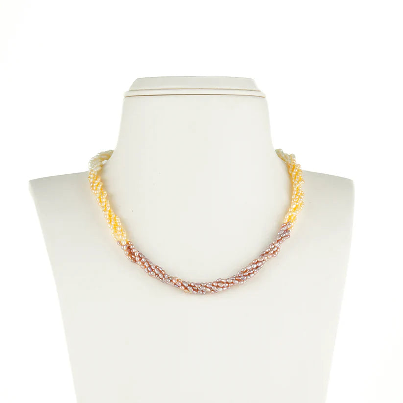 3.0-4.0mm Rice Multicolor Freshwater Pearl Necklace - AAA Quality | SHOBITAM