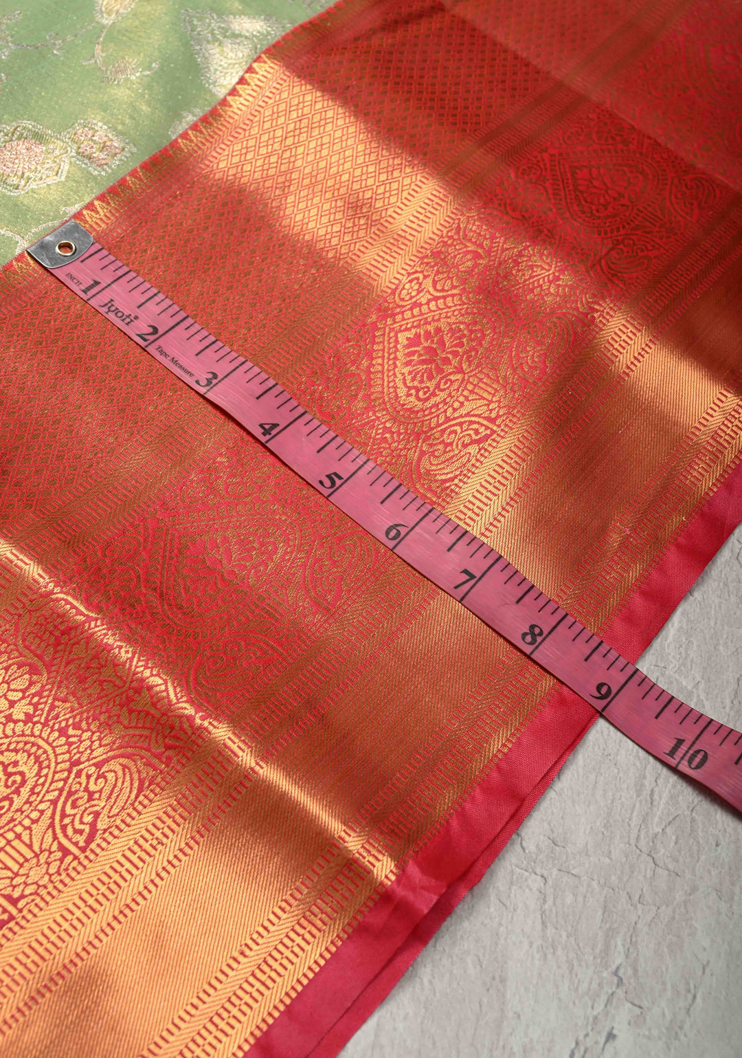 Light Lime  Kanjivaram Tissue Semi Silk Saree with Meenalari Floral  Brocade and Contrast Zari Border