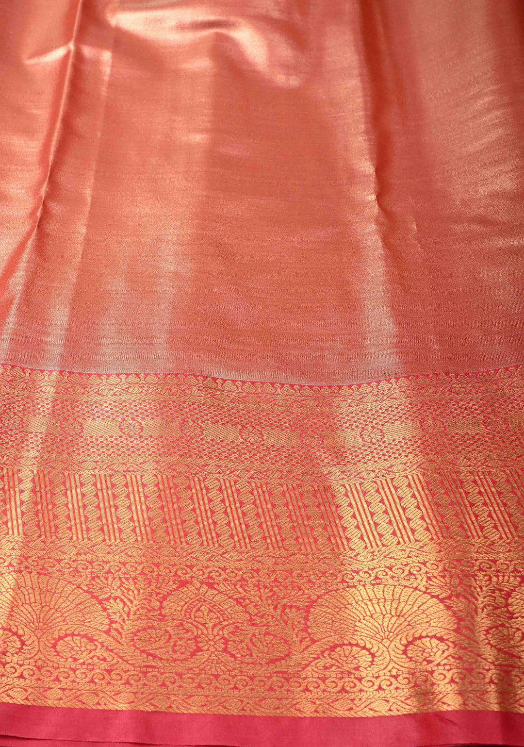 Dusty Pink Kanjivaram Tissue Semi Silk Saree with Brocade Jaal and Contrast Zari Border