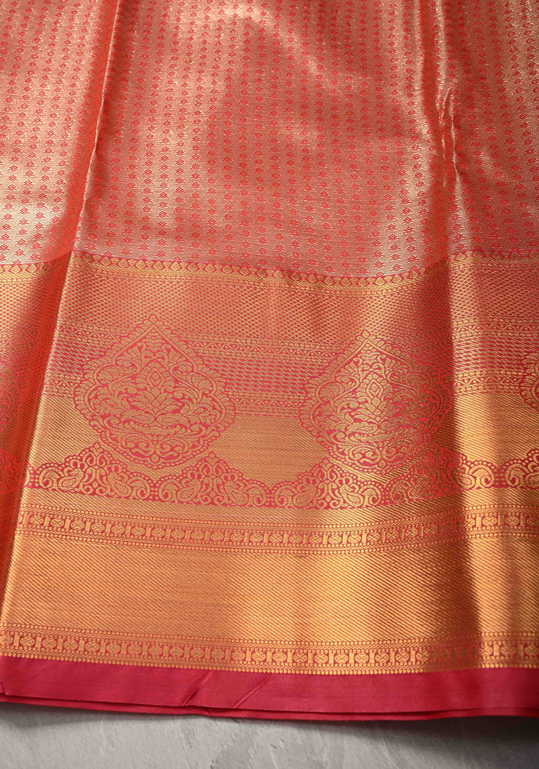 Daffodil Yellow Kanjivaram Tissue Semi Silk Saree with Meenakari Brocade and Contrast Zari Border